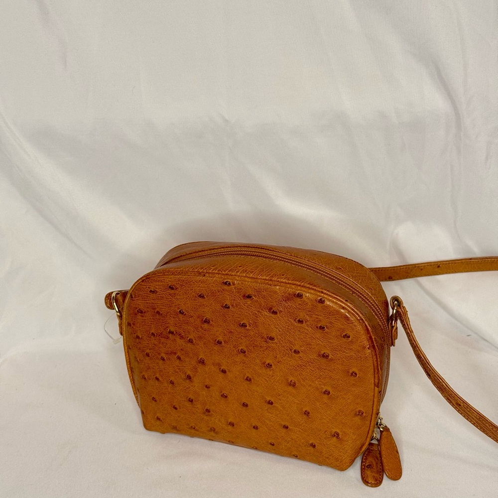 Elegant Tan OSTRICH Leather Crossbody Bag